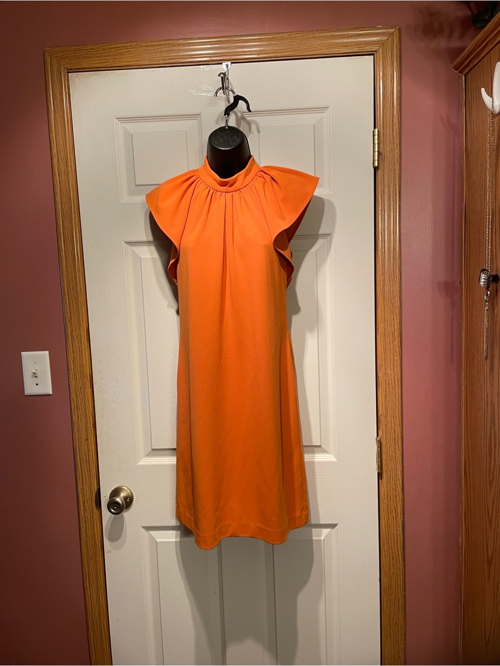Calvin Klein Vibrant Orange High-Neck Midi Dress